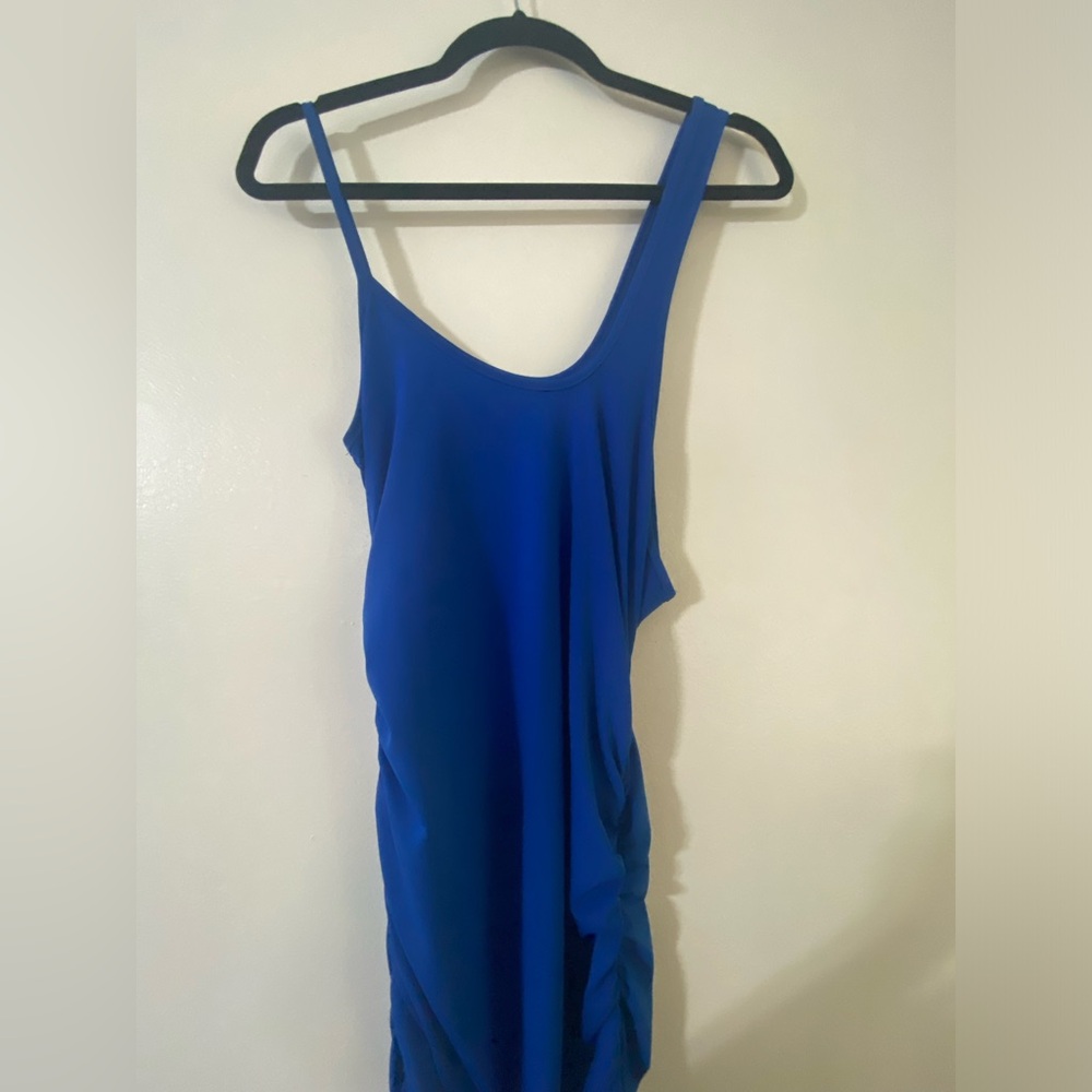 Blue One Shoulder Ruched Body-Con Dress - Picture 3 of 6
